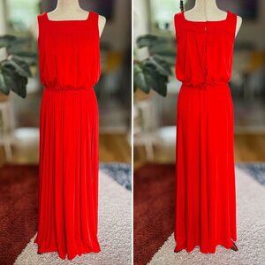 Vintage 1970s Ayres Unlimited Red Maxi Dress | Greek Goddess | Size 10